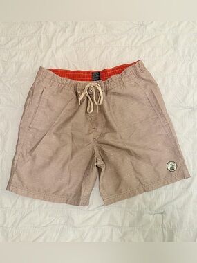 Caribbean Joe Beige Swim Trunks with Orange Waistband